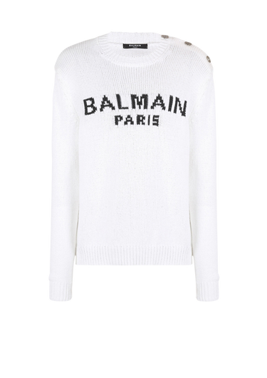 Jersey de algodón con logotipo de Balmain Paris bordado