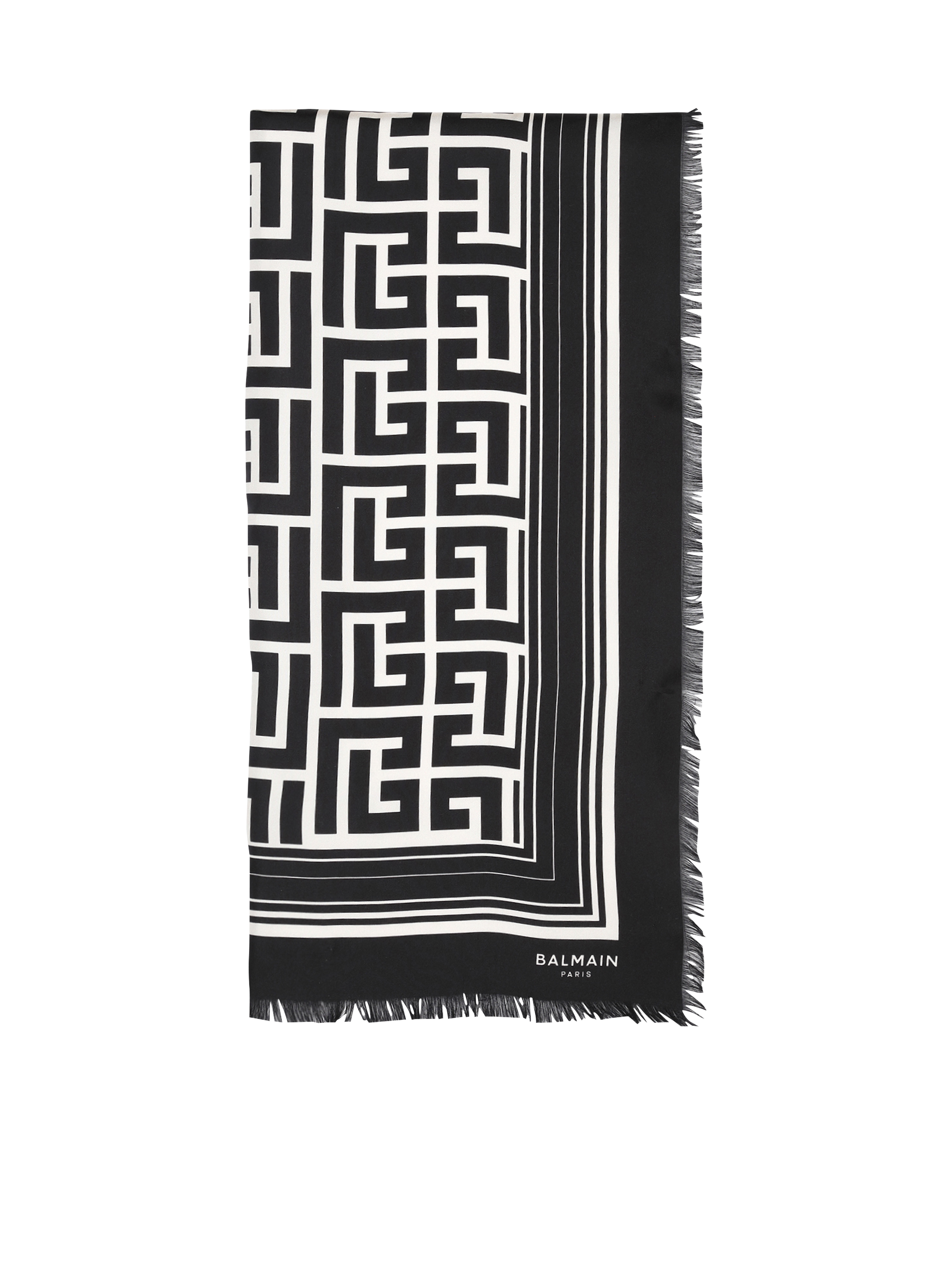 Pañuelo de seda con el monograma de Balmain, negro