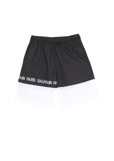Pantalones cortos de algodón con logotipo de Balmain estampado