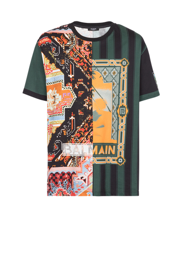 Camiseta oversize de algodón con estampado de Balmain multicolor