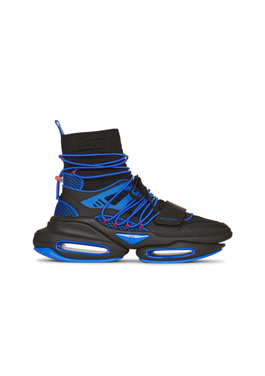 Bicolor knit and mesh B-Bold high-top sneakers, blue, hi-res