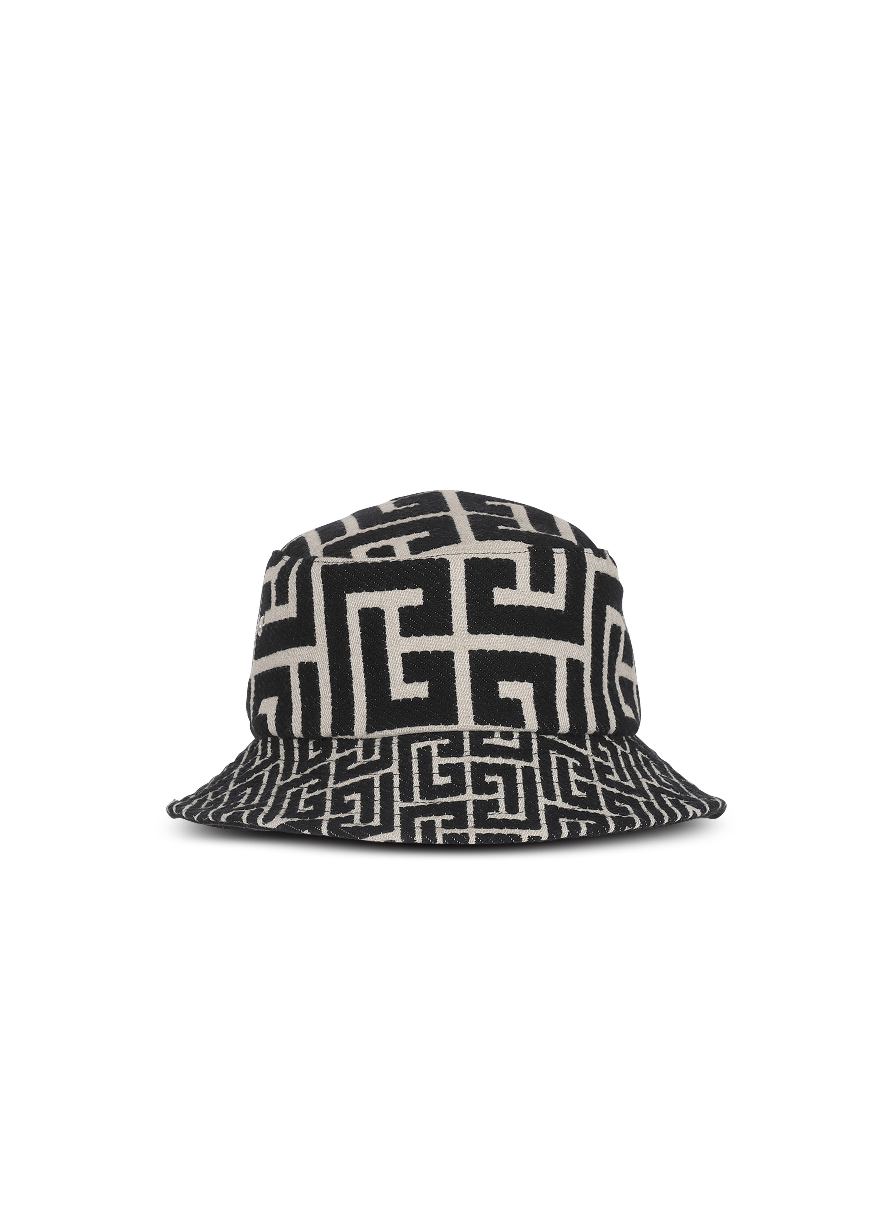 Sombrero de pescador de lona de algodón con logotipo de Balmain Paris, negro